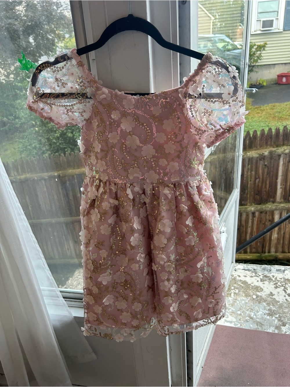 Rare Editions Pink Sequin Floral Party Dress